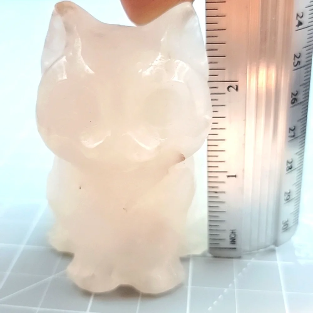 256g White Quartz Natural Gemstone Cat Kitten Feline Figurine 3